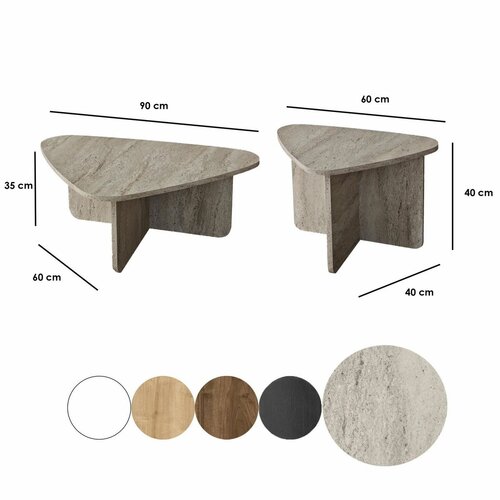 Ballare Travertine dohányzóasztal szett, 2 db
