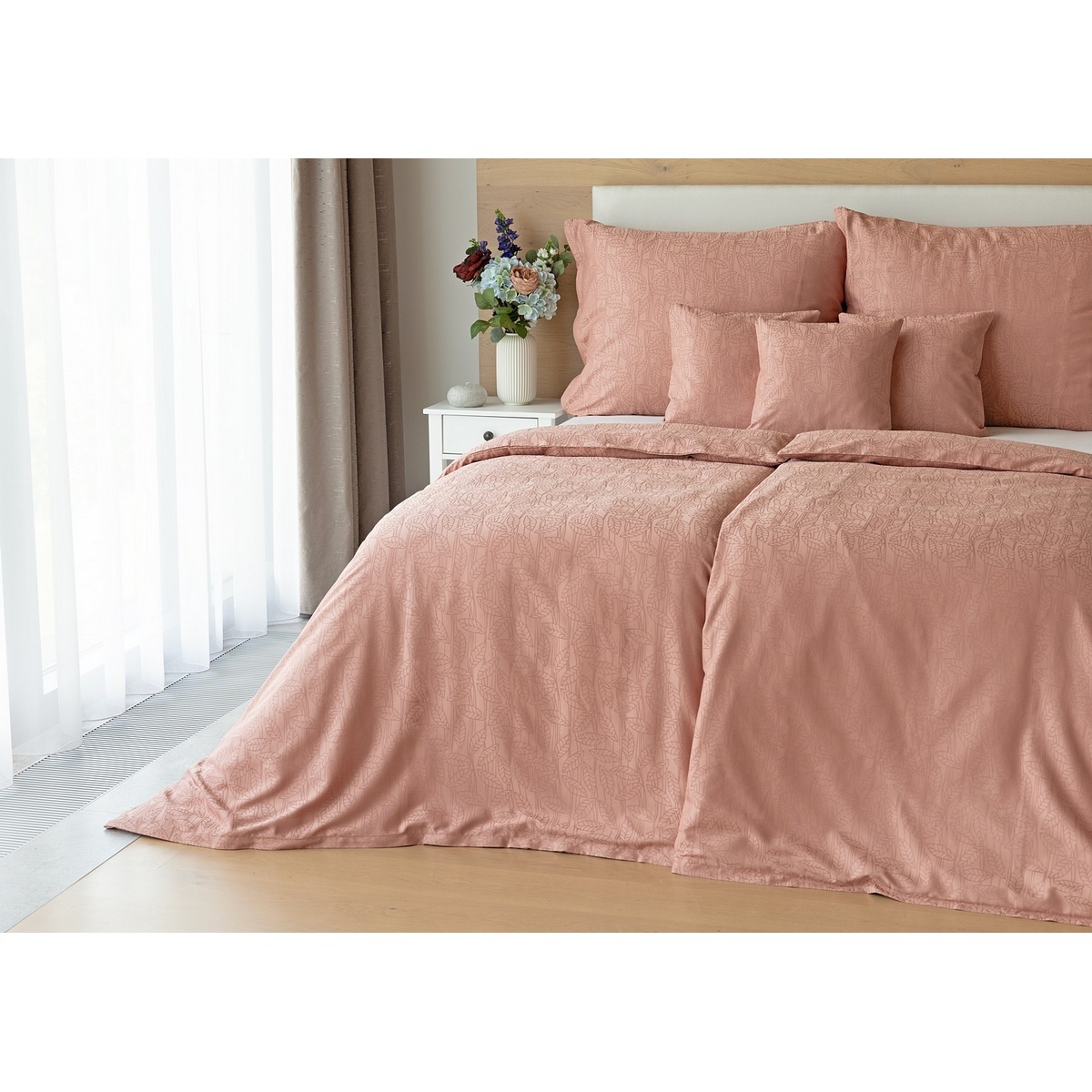 Matějovský Sofie Rose Pink bambusz damaszt  ágyneműhuzat, 140 x 200 cm, 70 x 90 cm, rózsaszín, 140 x 200 cm, 70 x 90 cm termék 2. képe