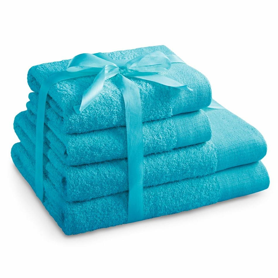 AmeliaHome Sada ručníků a osušek Amari tyrkysová, 2 ks 50 x 100 cm, 2 ks 70 x 140 cm