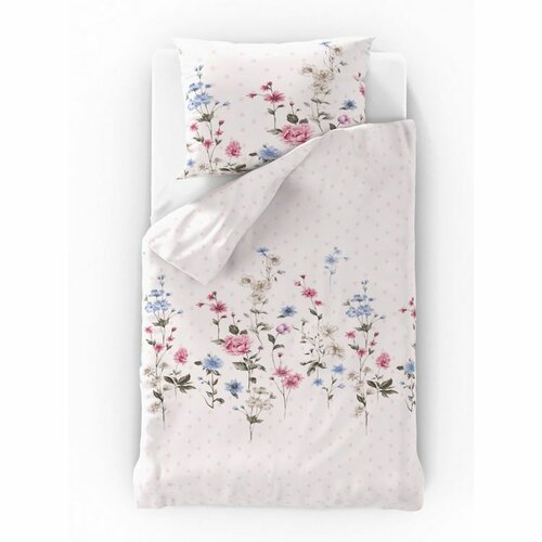 Kvalitex Bavlnené obliečky Delux Lúka ružová, 140 x 200 cm, 70 x 90 cm