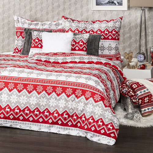 Lenjerie de pat din bumbac Crăciun 4Home Red Nordic, 140 x 220 cm, 70 x 90 cm