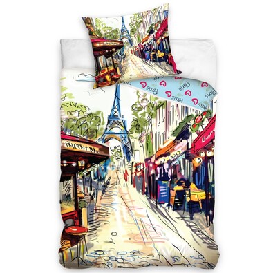 Lenjerie de pat Paris Café Rue, 140 x 200 cm, 70 x 80 cm
