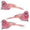 Decorațiune păsări cu clemă, roz, 10 x 4 x 4 cm, set 3 buc.