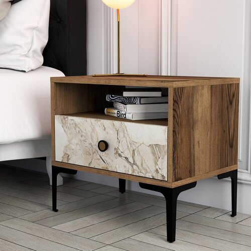Noční stolek Lizbon Walnut White