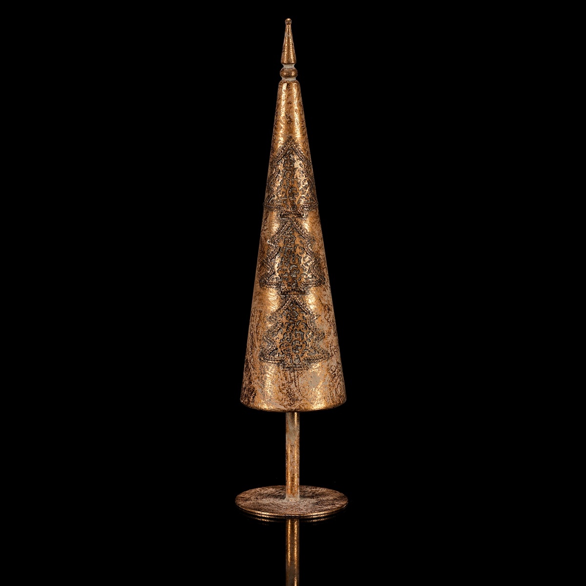 Świąteczna metalowa dekoracja choinka, złota, 11 x11 x 48 cm