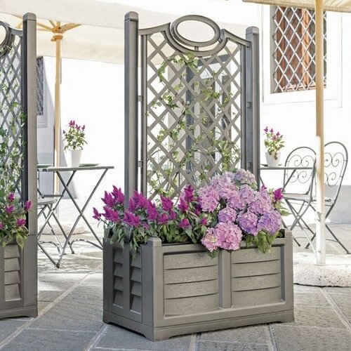 Jardinieră cu volum mare și suport ornamental Bama Separe capuccino, 80 x 150 x 42,5 cm