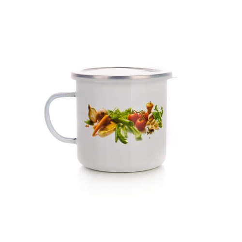 Smaltovaný hrnček s viečkom