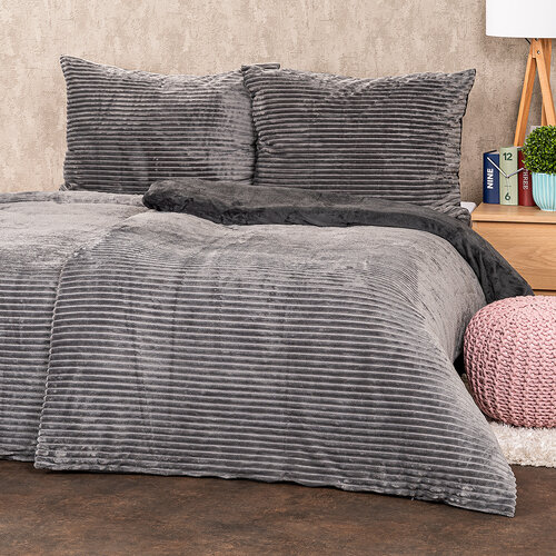 4Home Posteljnina iz mikroflanele Stripe siva, 140 x 200 cm, 70 x 90 cm