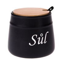 Keramikdose mit Löffel für Salz, 10,5 x 10,5 x 10,5 cm