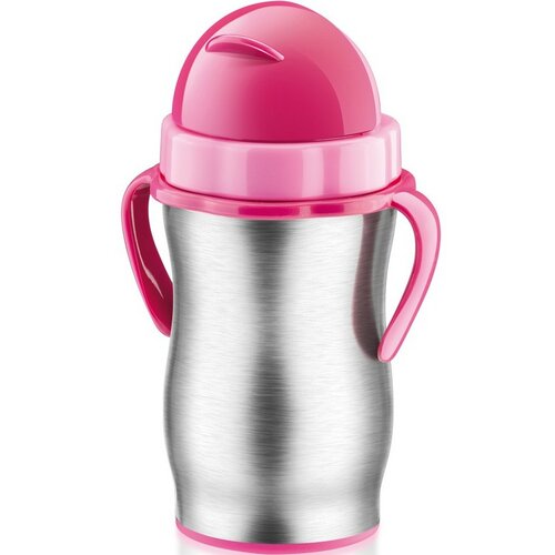 Tescoma BAMBINI Kinder-Thermosflasche mit Strohhalm, rosa
