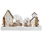 Solight LED vánoční vesnička, 34 x 17 cm, dřevo, 4 LED, 2x AA