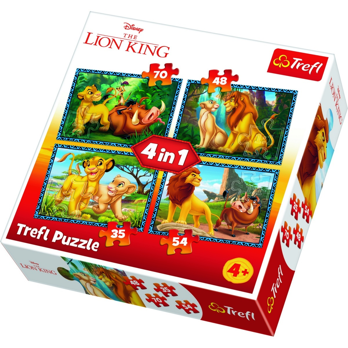 Obrázok TREFL Puzzle Lví král 4v1 (35,48,54,70 dílků)