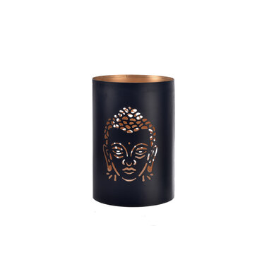 InDecor Fém gyertyatartó Buddha fekete, 10 x 10 x12 cm