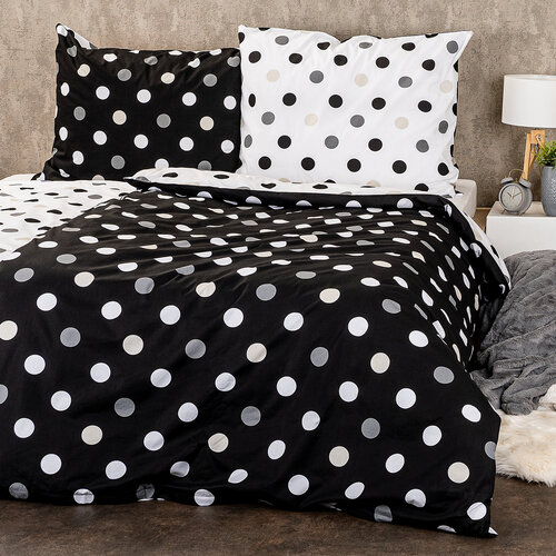4Home Pöttyös pamut ágynemű, fekete, 140 x 220 cm, 70 x 90 cm