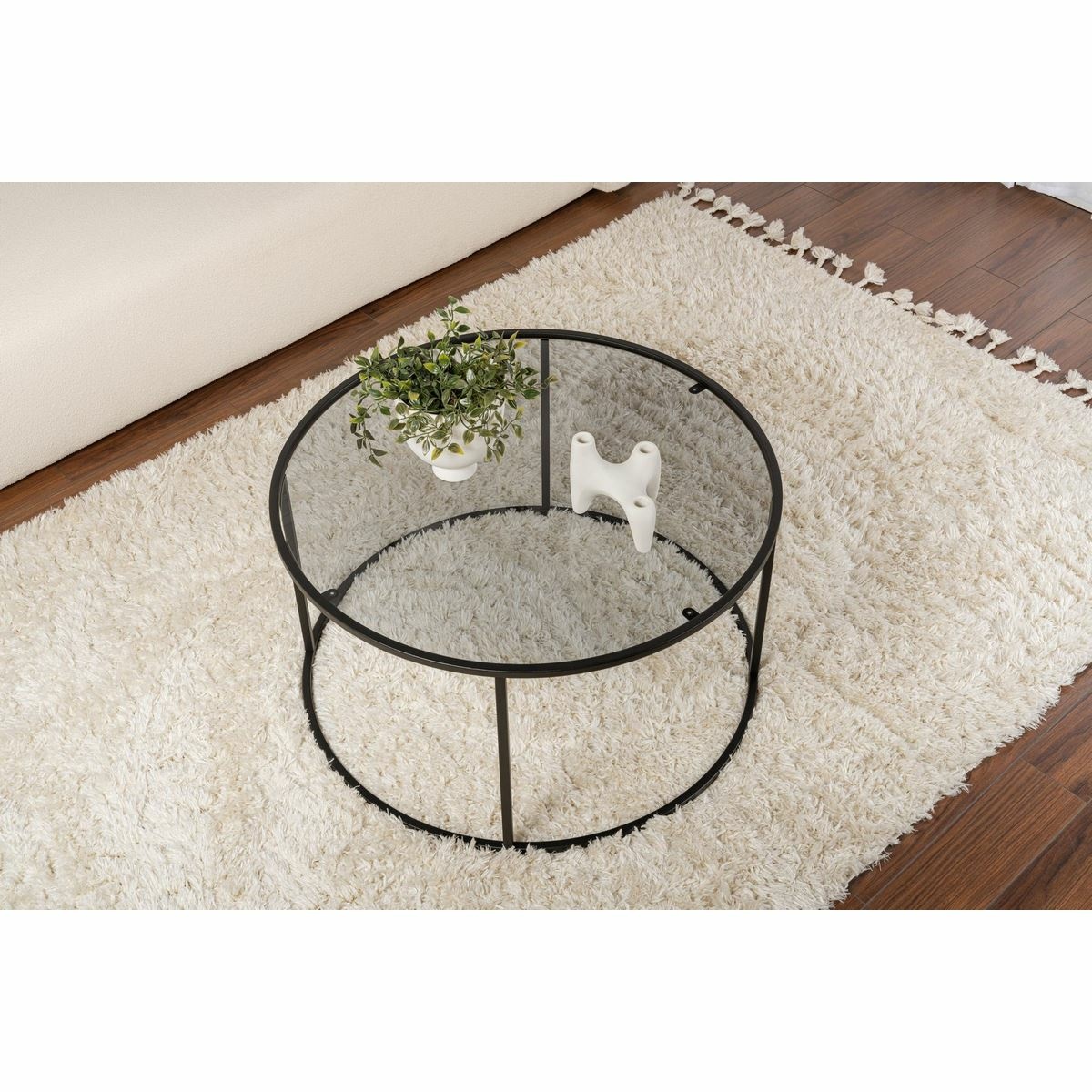 Konferenční stolek Black s tmavým sklem, 80 cm