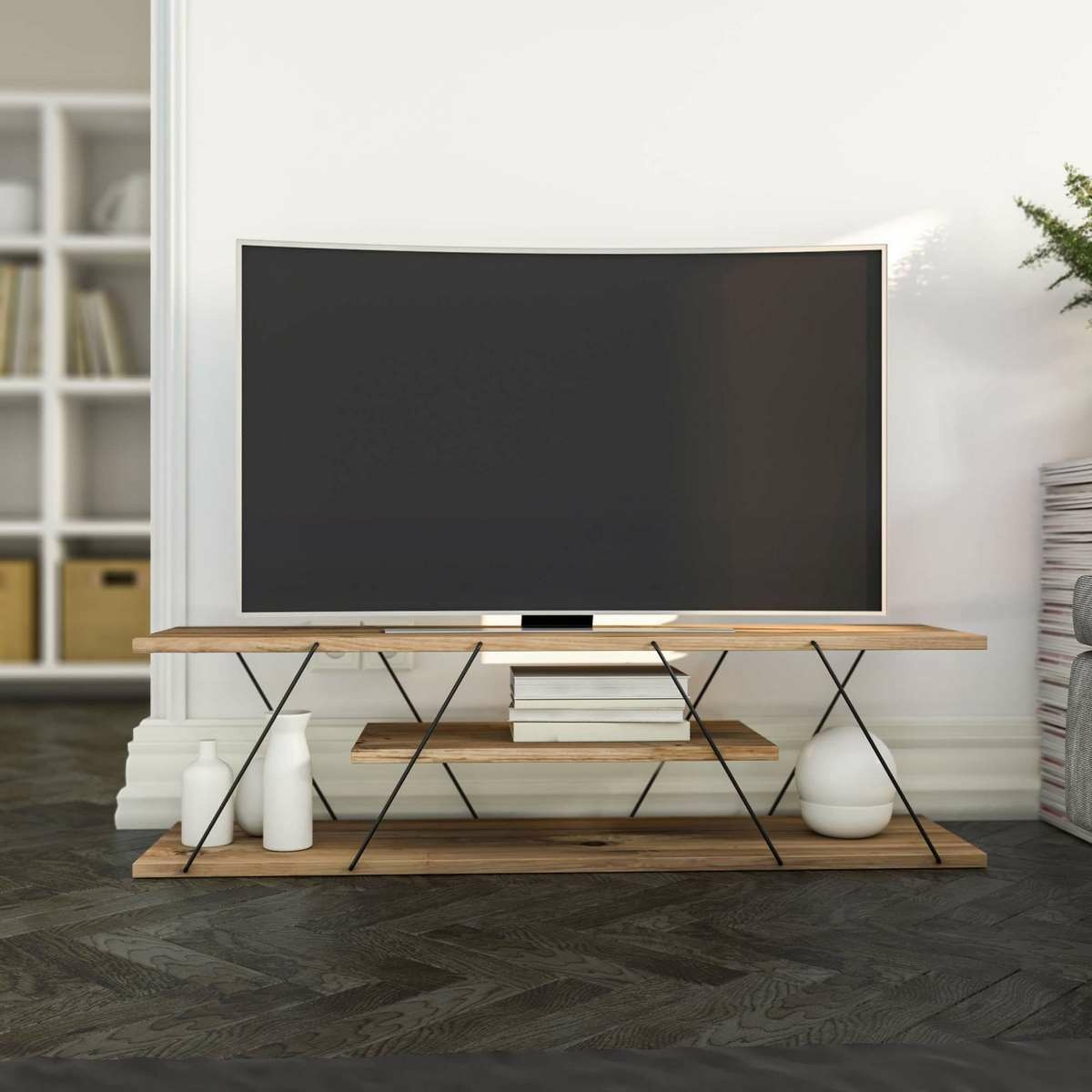 Televízny stolík Canaz Black and Walnut