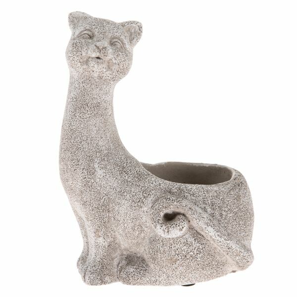 Betónový kvetináč Mačka, sivý, 16,5 x 22 x 13,5 cm