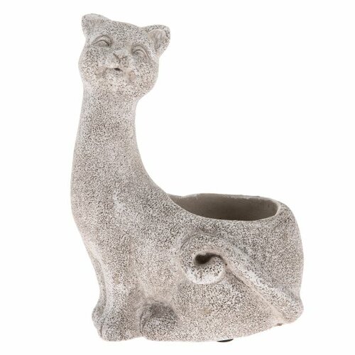 Beton virágcserép Macska, szürke, 16,5 x 22 x 13,5cm
