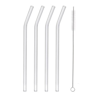 Orion Set of glass drinking straws with brush, 4pcs