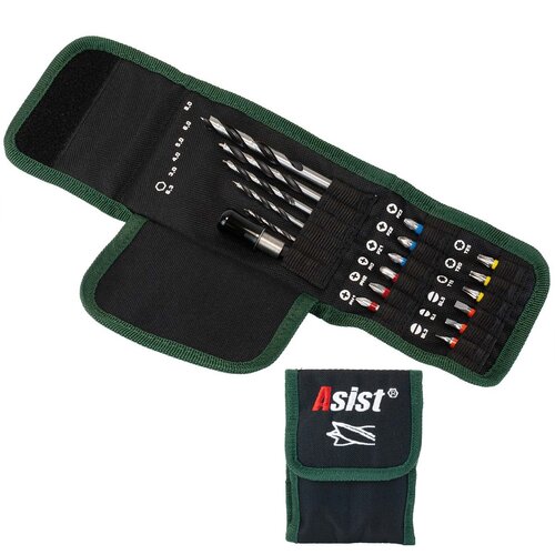 Asist FR20-018 set vrtákov do dreva a bitov v úložnej taške, 18 ks