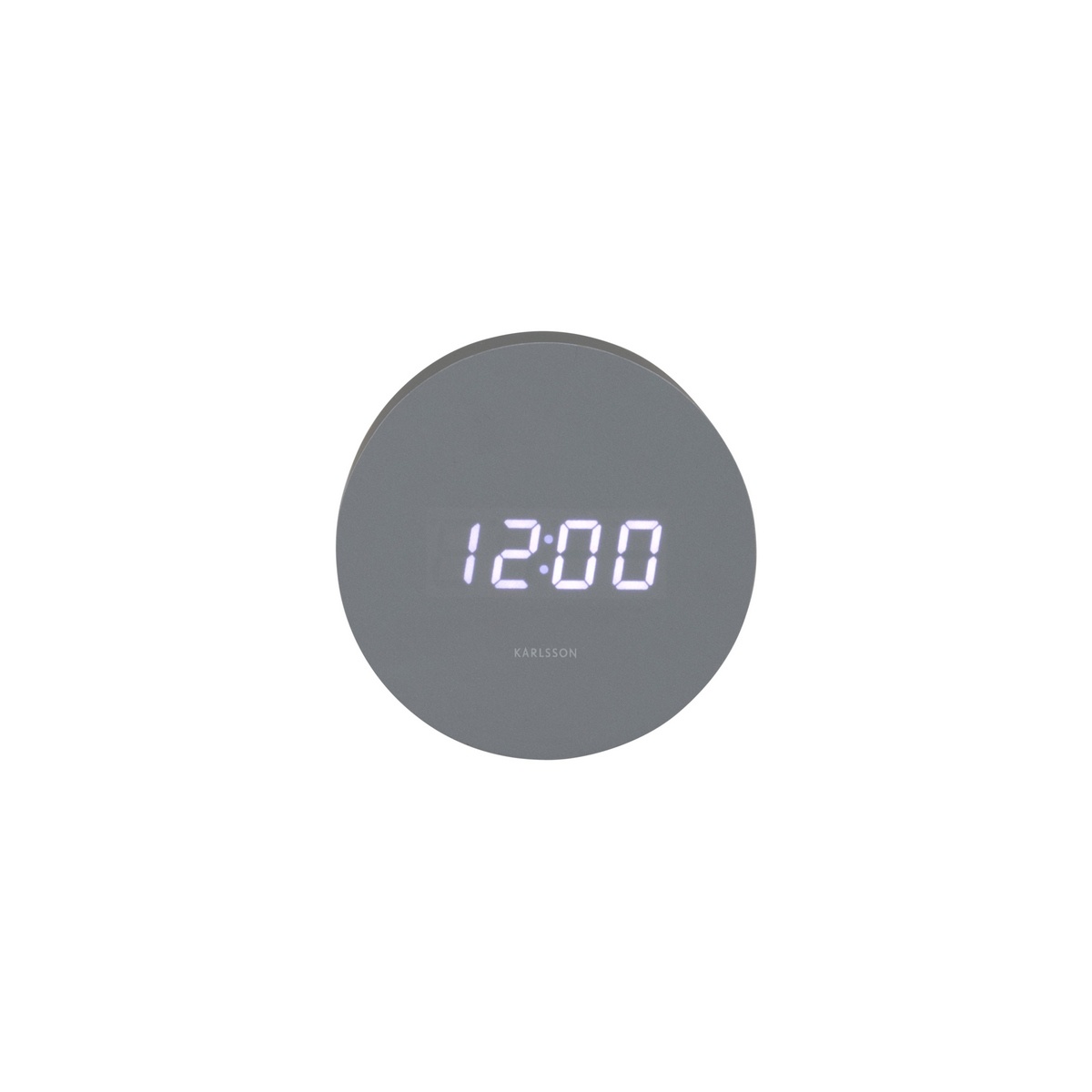 Karlsson 5981GY designové LED hodiny s budíkem šedá, pr. 9 cm