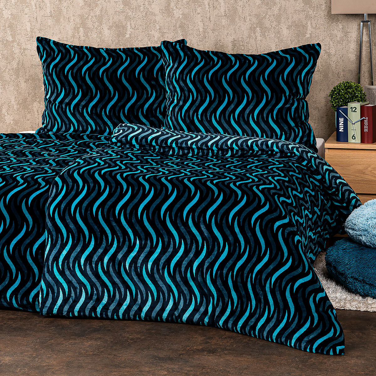Lenjerie de pat din micro-flanelă 4Home Wave, 160 x 200 cm, 70 x 80 cm 160 Textile casă