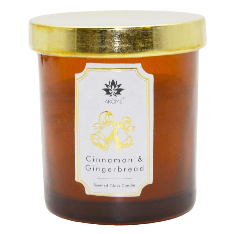 Świeca zapachowa w kolorowym szkle z pokrywką,Cinnamon & Gingerbread, 125 g