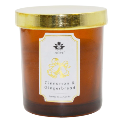 Świeczka Arome Candle w kolorowym szkle zpokrywką, Cinnamon &amp; Gingerbread, 125 g