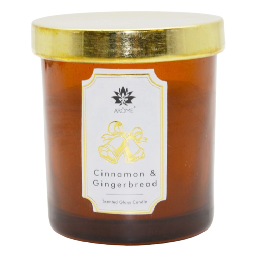Arome Sveča v barvnem steklu s pokrovčkom, Cinnamon & Gingerbread, 125 g