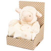 Oiță din pluș 28 cm, cu pătură fleece, 74 x 100 cm, pachet cadou Oiță din pluș 28 cm, cu pătură fleece, 74 x 100 cm, pachet cadou