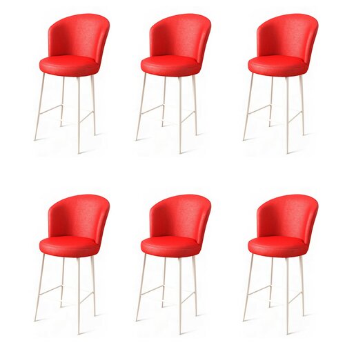 Sada barových židlí Uras Red and White, 6 ks