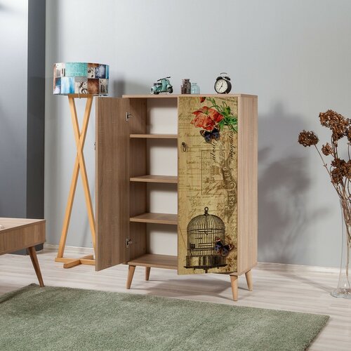 Schrank Mega Sonoma Oak Roses