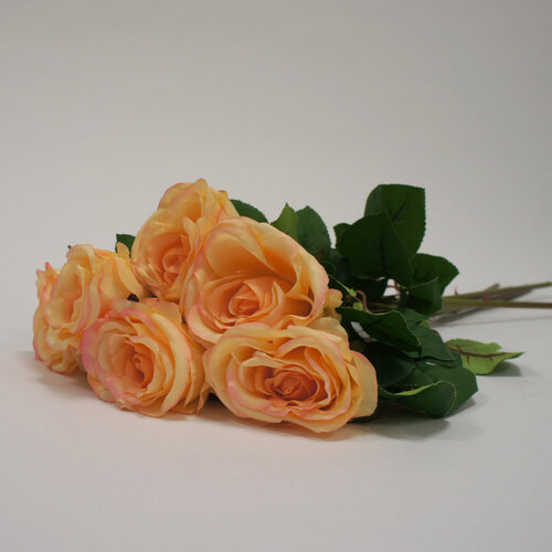 Umělá květina růže lososová 6 ks