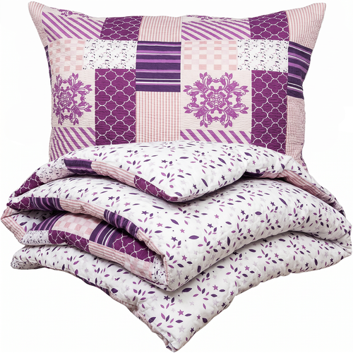 4Home Krep posteljnina Patchwork violet, 140 x 220cm, 70 x 90 cm