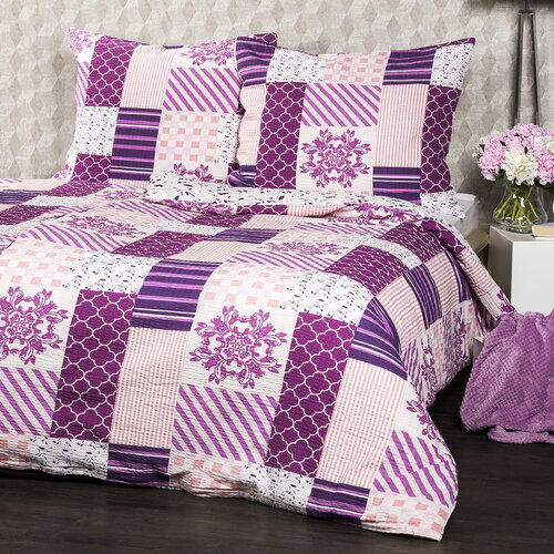 4Home Patchwork violet krepp ágyneműhuzat, 140 x 200 cm, 70 x 90 cm