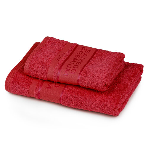 4Home Set Bamboo Premium Badetuch und Handtuch Rot, 70 x 140 cm, 50 x 100 cm