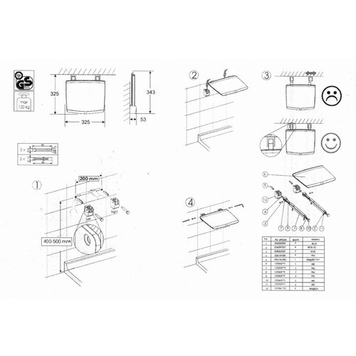 GELCO GS120G zložljiv sedež za prho 32,5 x 32,5 cm, temno siva
