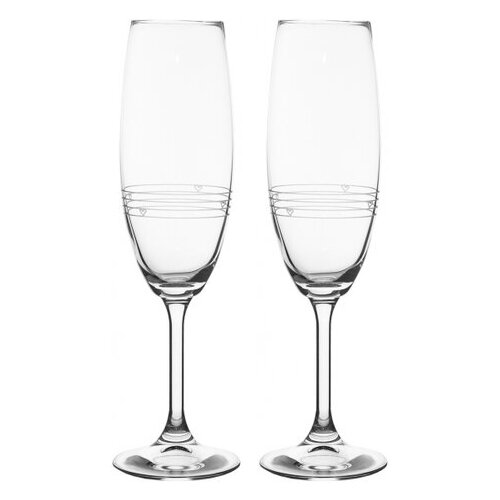 Set de 2 pahare de vin spumant Orion Hearts, 0,22l