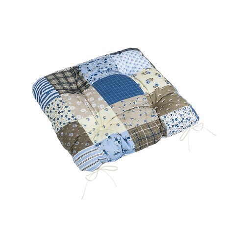 Bellatex Sedák Adéla prešit Patchwork modra, 40 x40 cm