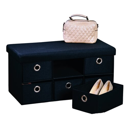 Kesper 15954 Gepolsterte Sitzbank mit 6 Fächern, schwarz, 76 x 38 x 38 cm