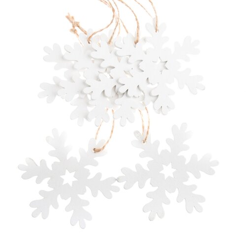 Set of wooden Christmas decorations Snowflakewhite, 6 pcs