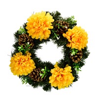 Coroniță de toamnă cu flori artificiale 30 cm, galben