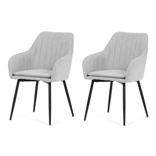 Set de 2 scaune de sufragerie tapițate, argintiu,53 x 80 x 62 cm