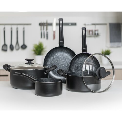 Banquet 7-teiliges Aluminium-Kochgeschirr-Set, Black Stone