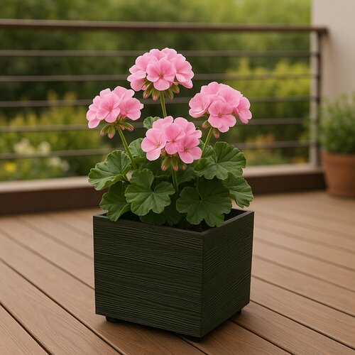 MADERA SQUARE ECO WOOD virágtartó 38,5 cm, sötétbarna