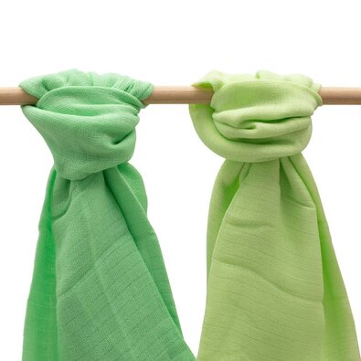 New Baby Scutece de bumbac verde deschis șiînchis, 70 x 80 cm, set de 2