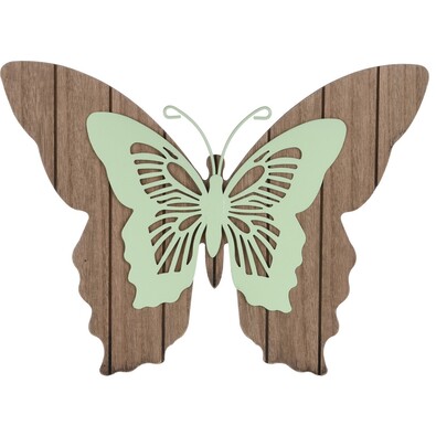 Drevená závesná dekorácia Motýlie mámenie, zelená