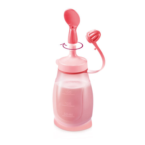 Tescoma PAPU PAPI rugalmas palack 200 ml kanállal,rózsaszín
