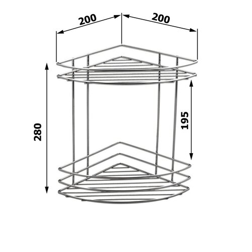AQUALINE 37010 Chrom line žična polica vogalnadvojna, srebrna