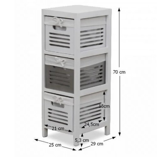 Schubladenkommode Bibi 3, weiß, 70 cm